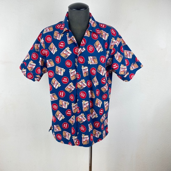 Vintage 2002 Cracker Jack Shirt Cotton Short Sleeve Button Front Mens Size Large - Picture 2 of 9